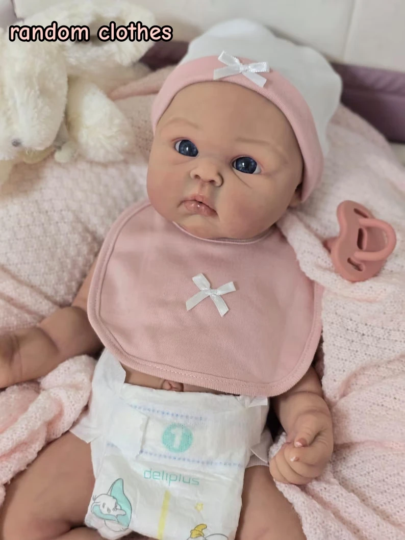 Levensechte herboren babypop met open ogen, gemaakt van zachte siliconen, 18 inch, mooi, met willekeurige kleding, als verjaardagscadeau voor kinderen