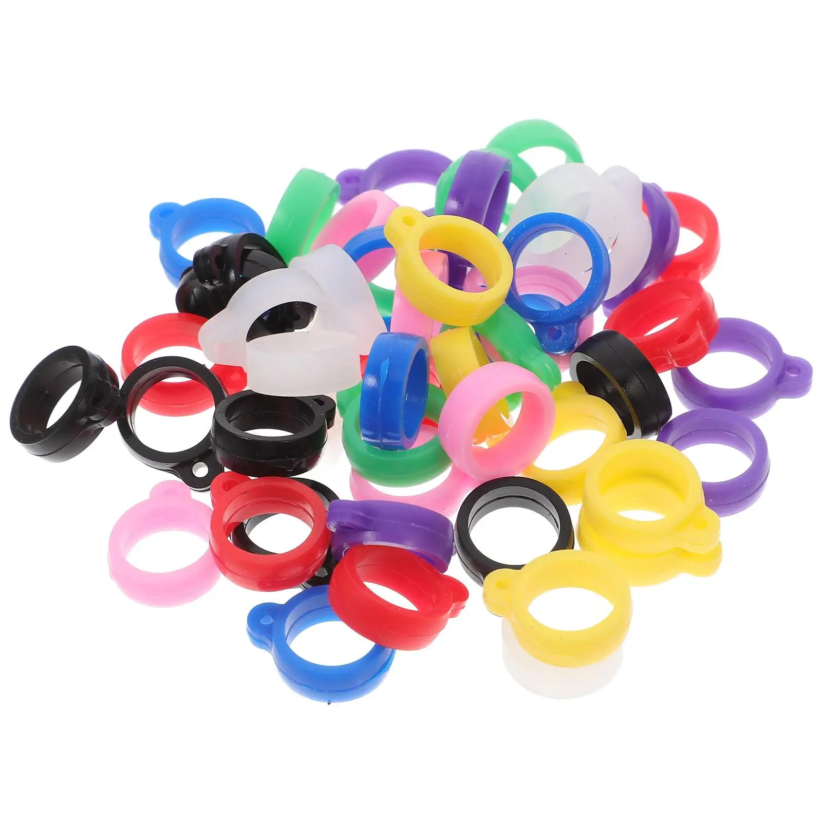 

50 Pcs Jewelry Keychain Bracelet Anti Lost Silicone Rubber Rings Cooling Lanyard Clasp