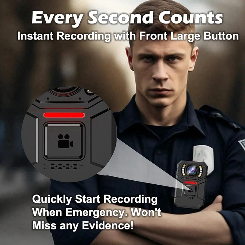 Hot Sale-4K Body Camera With Audio And Video, 2Inch IPS Screen Bodycam Camera With Sound And Night Vision For Security, Police