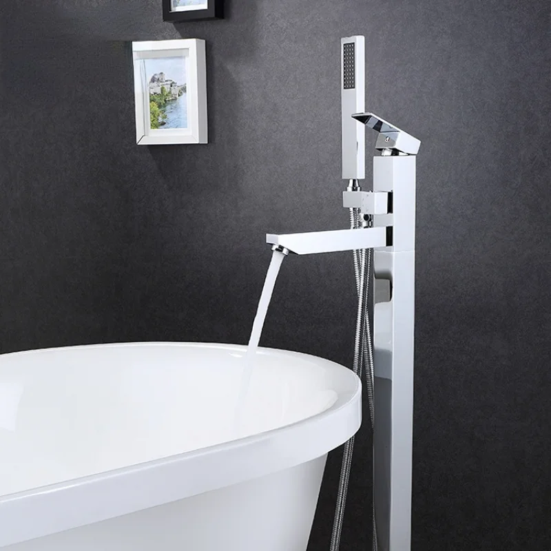 

Electroplated Floor Bathtub Faucet with Shower Bathroom Water Heating Faucets