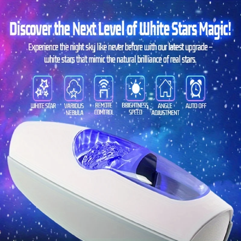 USB Power Nebula Projector LED Night Light White Stars Galaxy Projector with Remote Atmosphere Lamp with Bedroom Christmas Gift