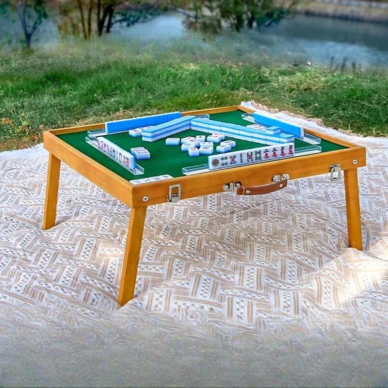 

Outdoor Portable Mahjong Travel Folding Mahjong Table Set Portable Solid Wood Travel Dormitory Small Sparrow Card