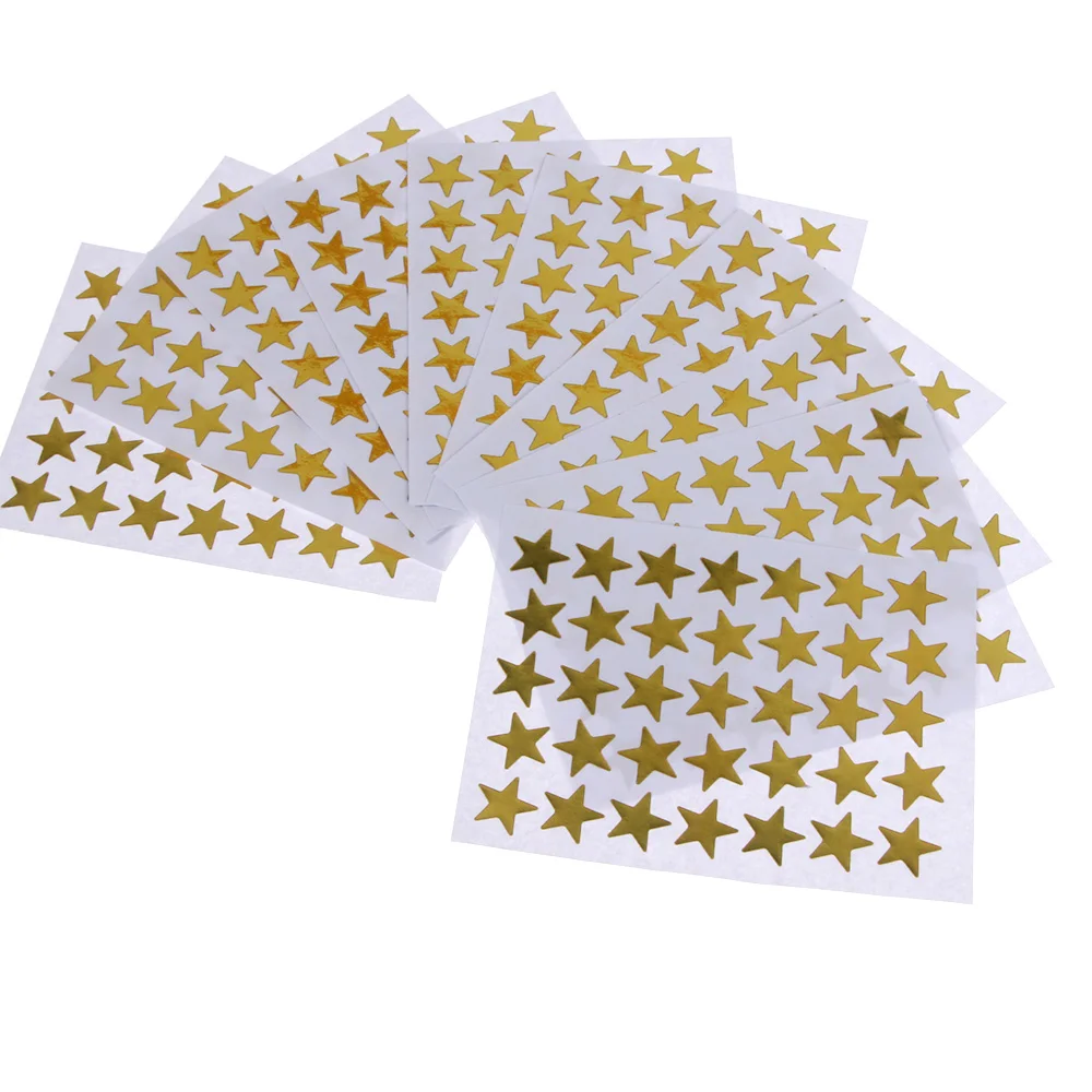 10pcs Child Gilding Reward Flash Star Sticker Teacher Praise Label Award Five-Pointed Star Gold Sticker Self-Adhesive Sticker