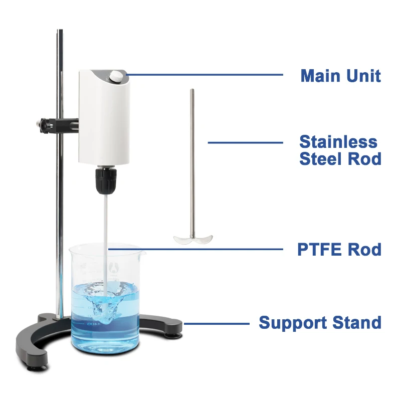 OS10-Mini 10L Electric Liquid Mixer Time and Speed Adjustable Stirring Rod Lab Analog Overhead Stirrer
