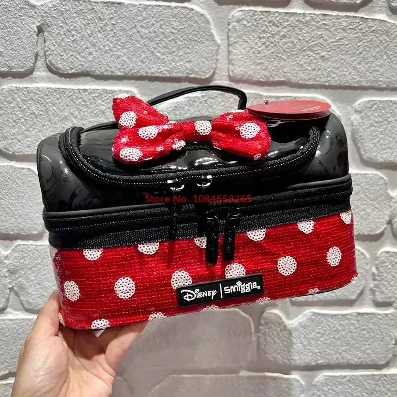 Oryginalna australijska torba szkolna Smiggle Black Red Dot Minnie Student Stationery Lunch Bag Pull Rod School Bag Wallet Student Gift