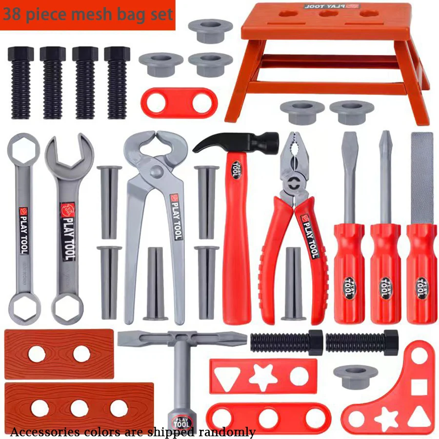Pretend Play Construction Tool Set para Crianças, Toy Kits para Meninos, Presente de Aniversário para Meninas, Idades 3 +, 38 Pcs