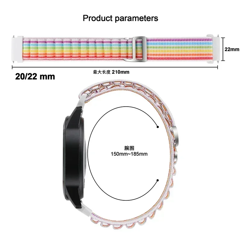 Cinturino per orologio da 22mm 20mm anello alpino per Samsung Galaxy Watch 7 6 5 4 Classic Active 2 Gear S3 cinturino sportivo in Nylon bracciale