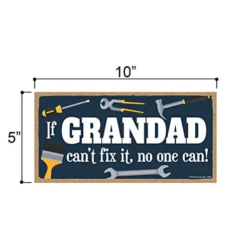 Honey Dew Gifts Family Sign, If Grandad Can’t Fix It No One Can, Hanging Wall Decor, Decorative Wood Sign, Grandpa Gifts, 