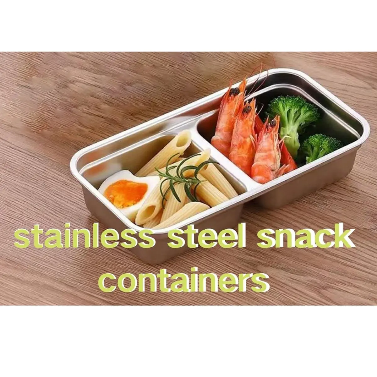 2pcs Snack Containers Reusable, Stainless Steel Double Compartment Container, Leakproof&Airtight Food Storage