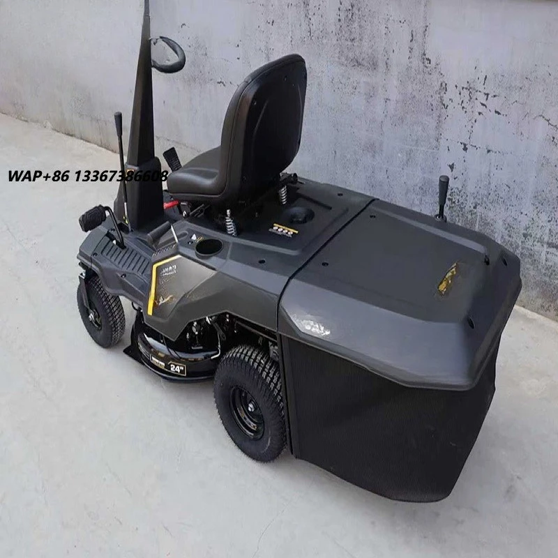 7.5hp 24v 4-Stroke Industrial Professional Lawn Mower Robot 223cc Riding Blade Fabric Deck 150L Rear Grass Box for Large Area