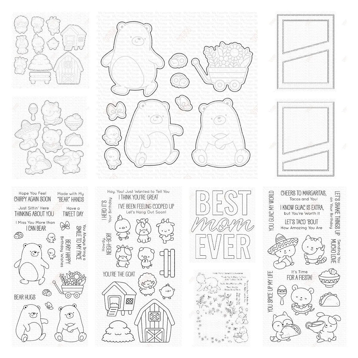 

Bear Hugs Friends Fiesta Center Cover-Up Die High/Low Strip Stamps and Metal Cutting Dies DIY Making Greeting Card Scrapbooking