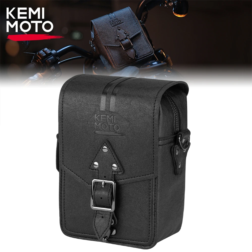 

Motorcycle Handlebar Bag Universal Retro Leather T-Bar Handle Bags Motorcycle Waterproof Bag for Cruiser Softail Dyna Sportsters