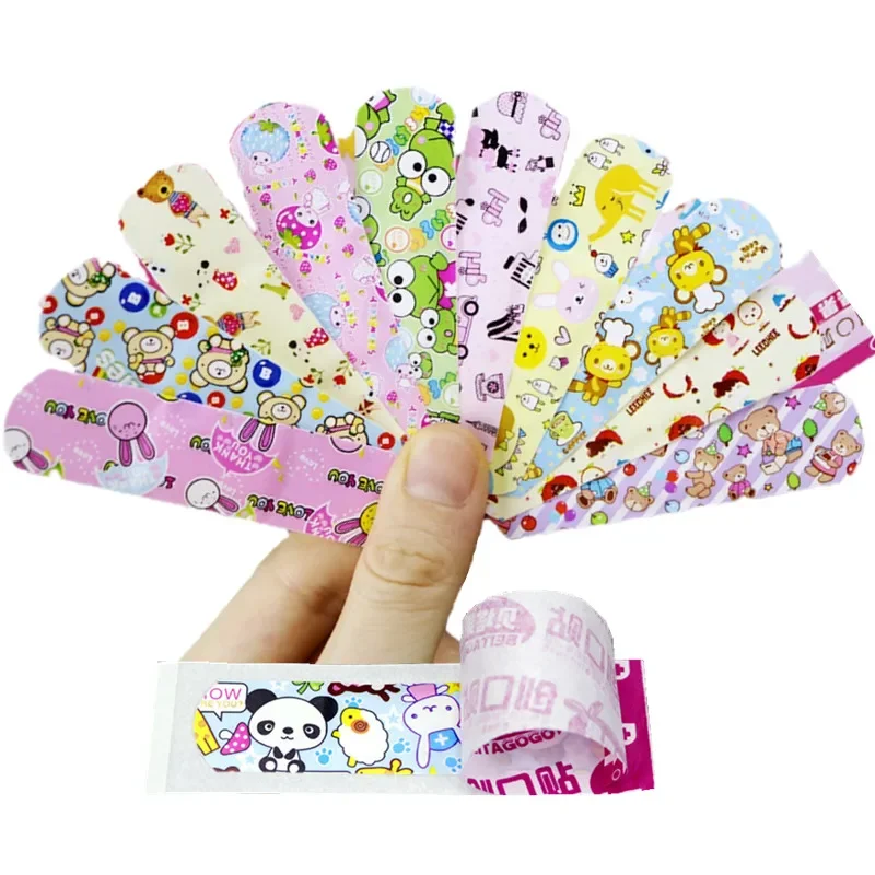 100 unidades/pacote dos desenhos animados band aid à prova dwaterproof água curitas ferida gesso para crianças pele vestir fita primeiros socorros ataduras adesivas remendo