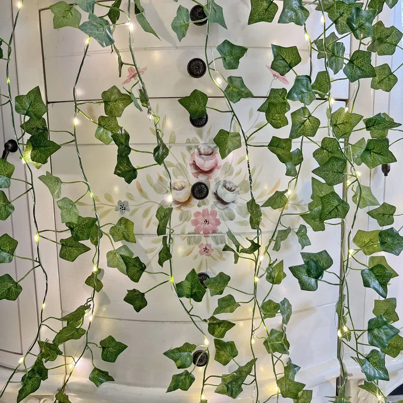 

Solar Powered Rattan Leaf Light String Waterfall Light Fairy Flower Wreath Light Suitable for Courtyard Garden Balcony Parties