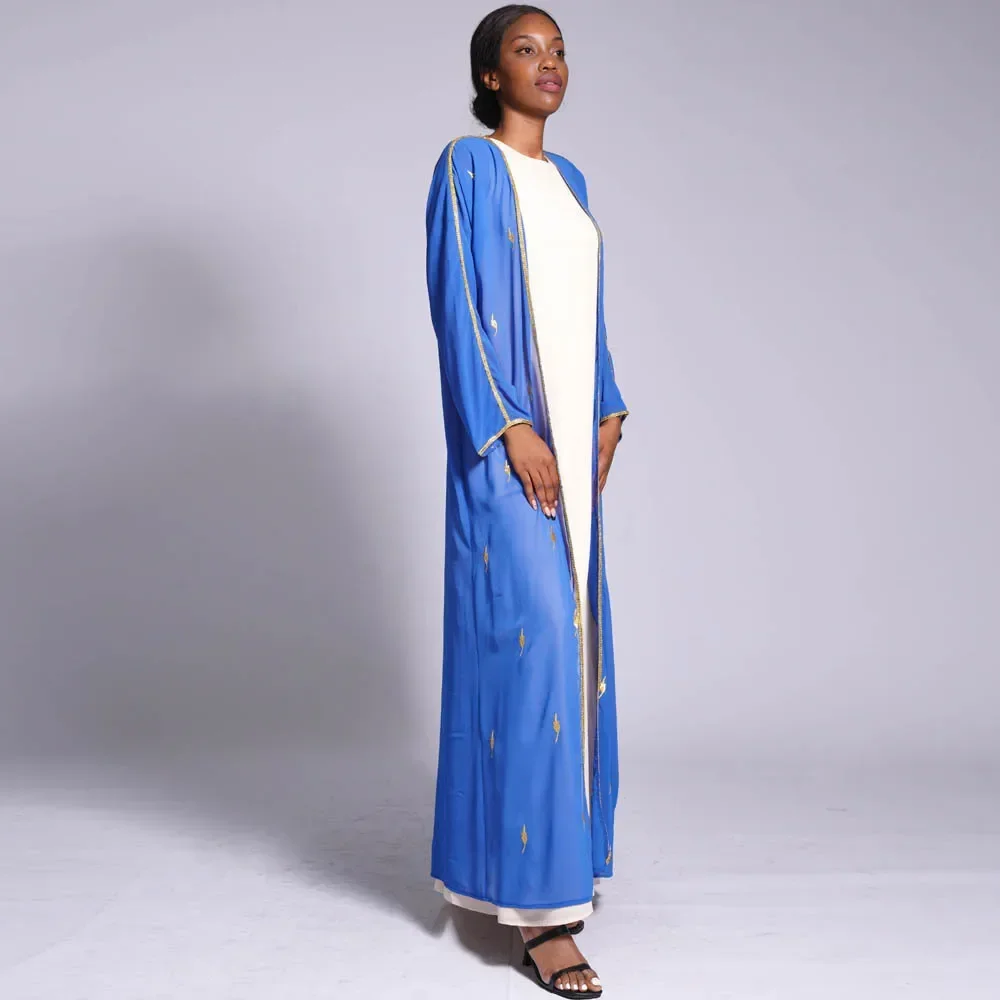 Open Abayas Muslim Women Arabic Kimono Chiffon Embroidery Abaya Kaftan Dubai Islamic Cardigan Turkey Casual Long Sleeve Outfits