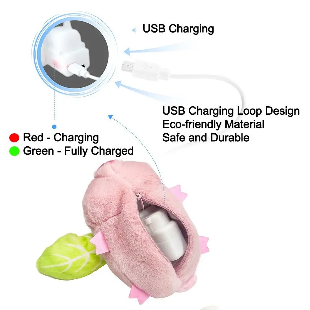

Funny Interactive Cat Toys Pig Shaped USB Rechargeable Electronic Cat Plush Toy Touch Activated Washable