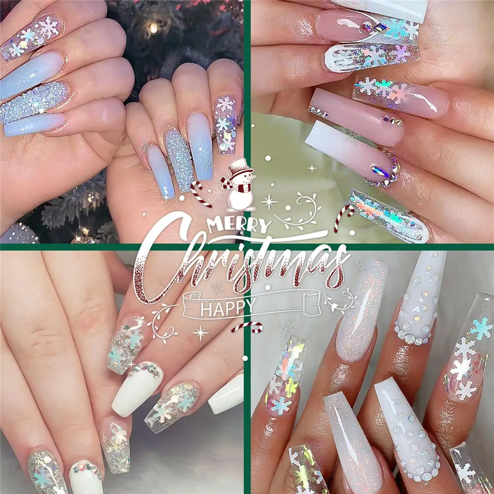 TCT-861 Christmas Snowflake Sequins Glitter Nails Sparkling Winter Decorations Crafts Xams Glitter Card Making and Scrapbooking