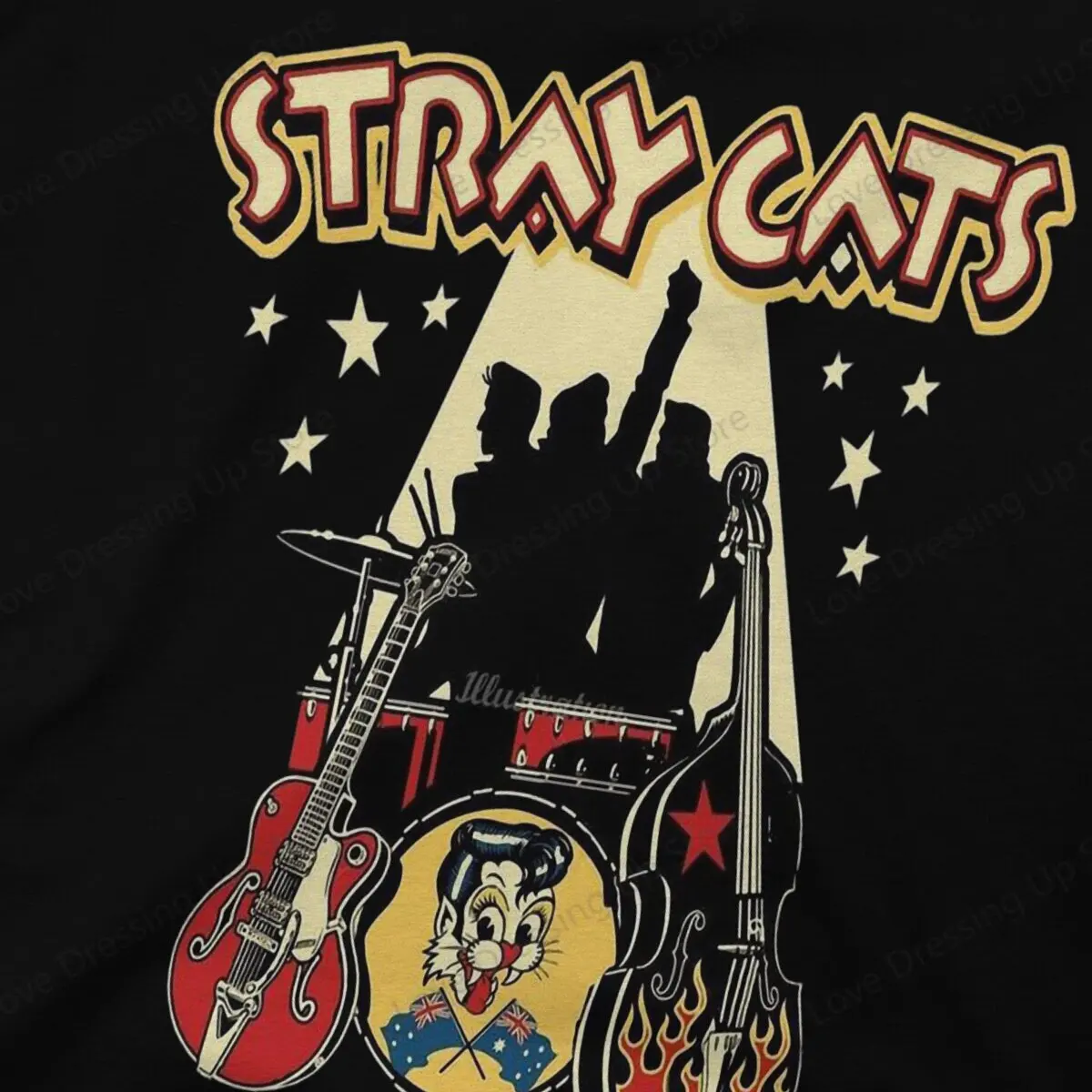 100% Cotton T-shirt Stray Cats Rock Loose Men T Shirts Concert Posters Summer  Street Short Sleeve Top S-6XL