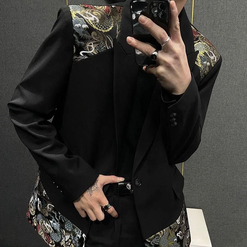 

New Chinese Sle Embroidered Suit Jaet Men's Casual Haome Street Sle Autumn High End Feeling Leisurely Trendy Top