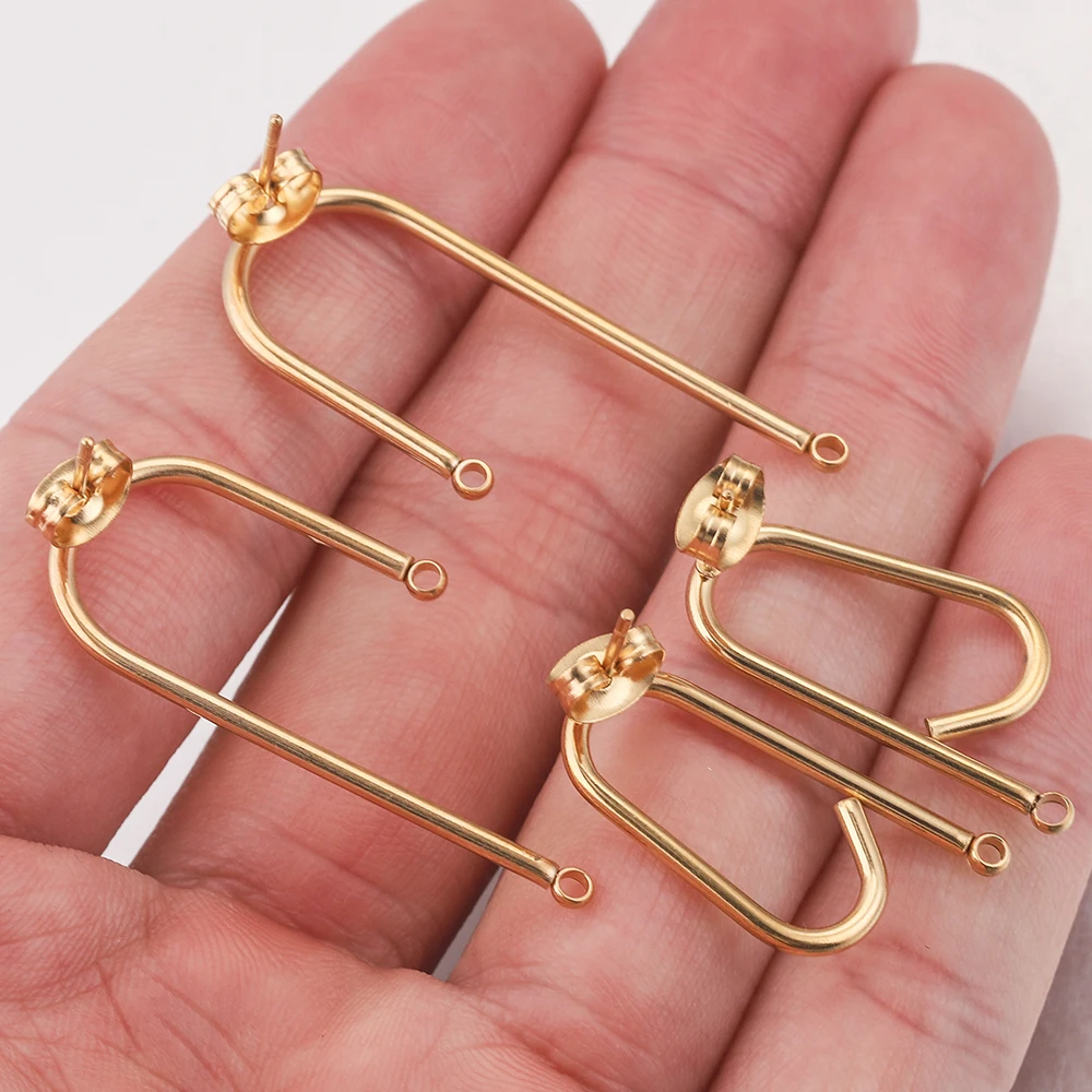 10pcs Gold-Plate Stainless Steel Earrings Findings Clasps Hooks Fittings for DIY Jewelry Making Earwire wholesale Earring