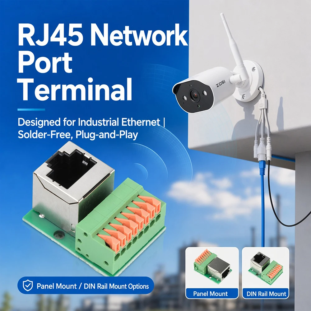 RJ45 8P Network Port Terminal Block Solderless rj45 Data Adapter Female Socket Guide Rail Installation Terminals Connector