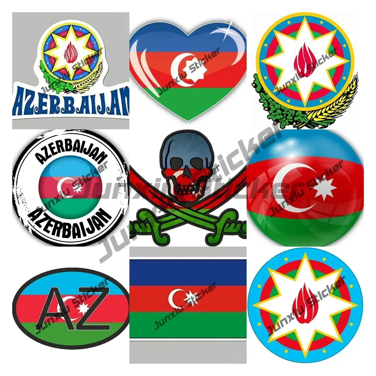 

Azerbaijan Coat of Arms Sticker Decal Azerbaijani Emblem Country Code Oval AZ Automobiles Parts and Accessories for The Car SUV