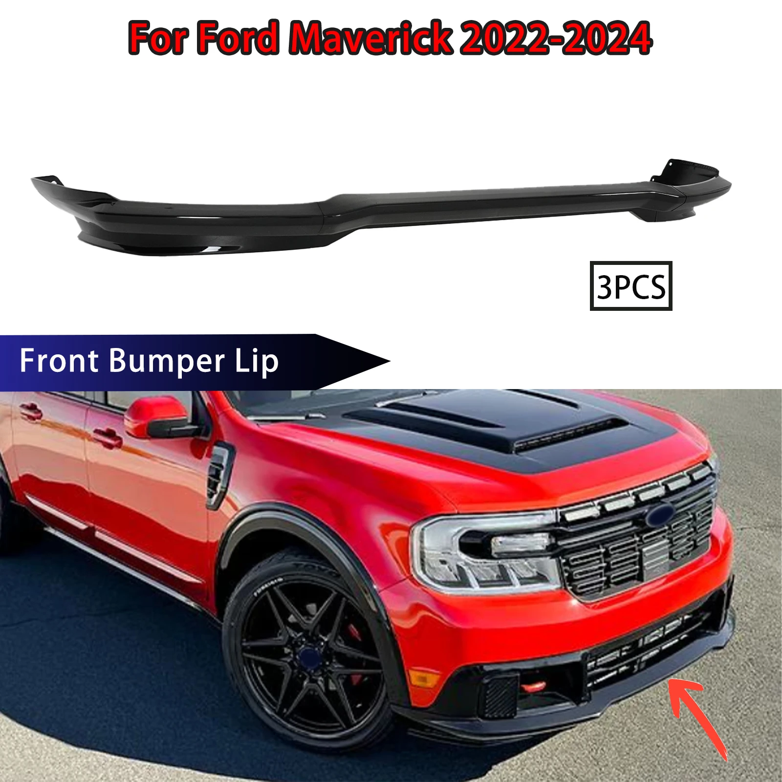 Para Ford Maverick 2022 2023 2024, Labio de Parachoques Delantero para Auto, Negro Mate/Brillante, Accesorios para Auto, Spoiler, Kit de Carrocería, Splitter, Plástico ABS