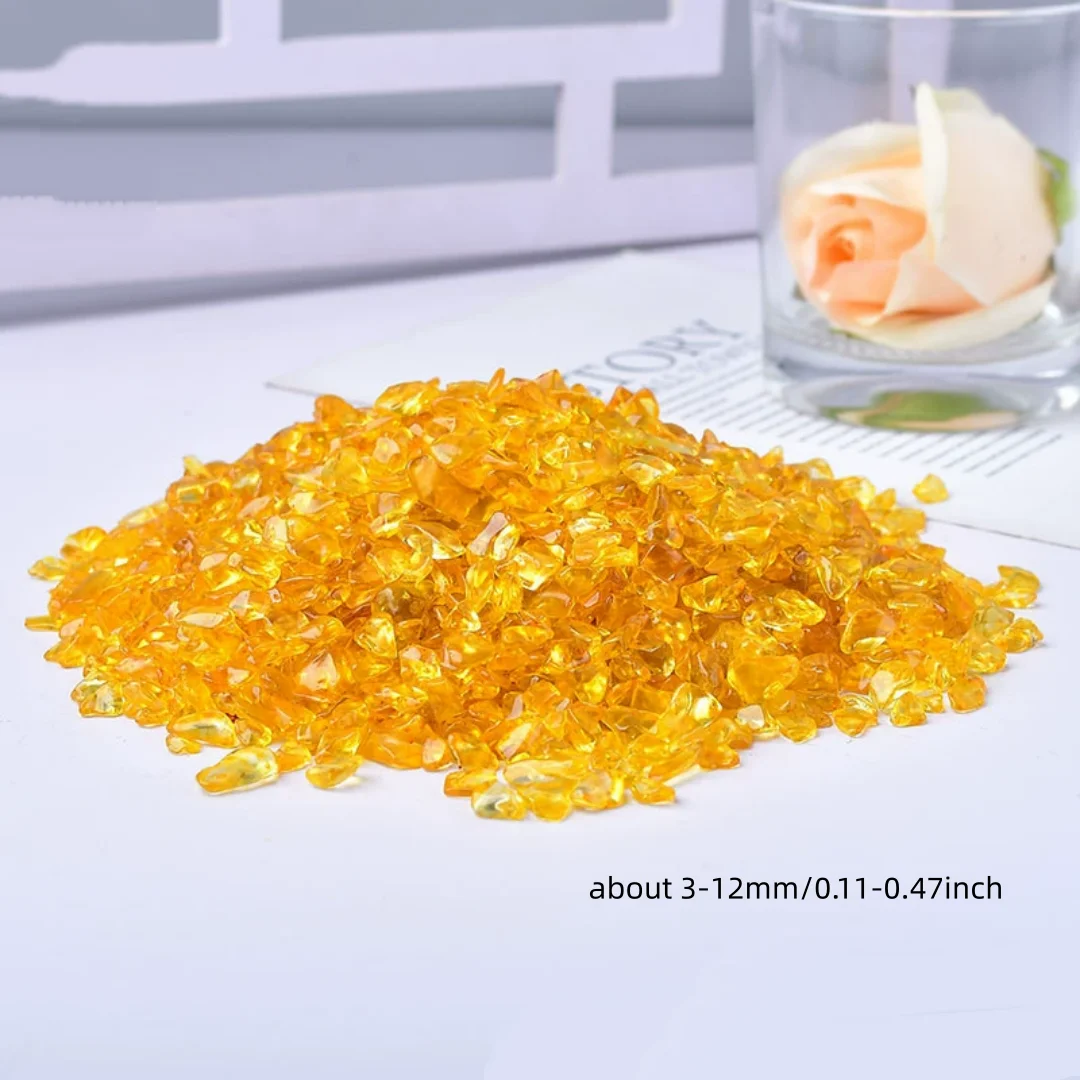 3-12mm Add color Citrine Yellow Quartz Crystal Stone Rock Specimen, Dyed yellow crystal interior decoration crushed stone