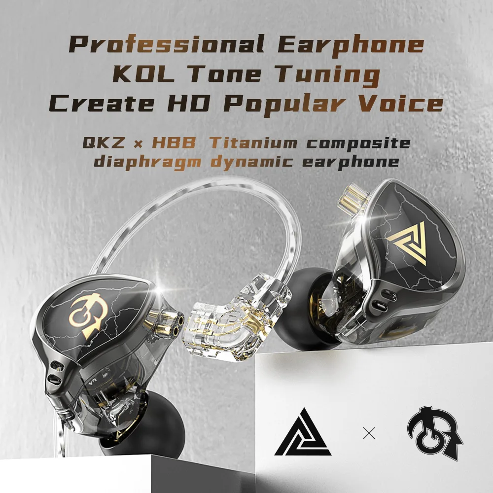 New QKZx HBB in-ear earphones, universal for wire control with microphone HIFI music games, joint flagship earphones