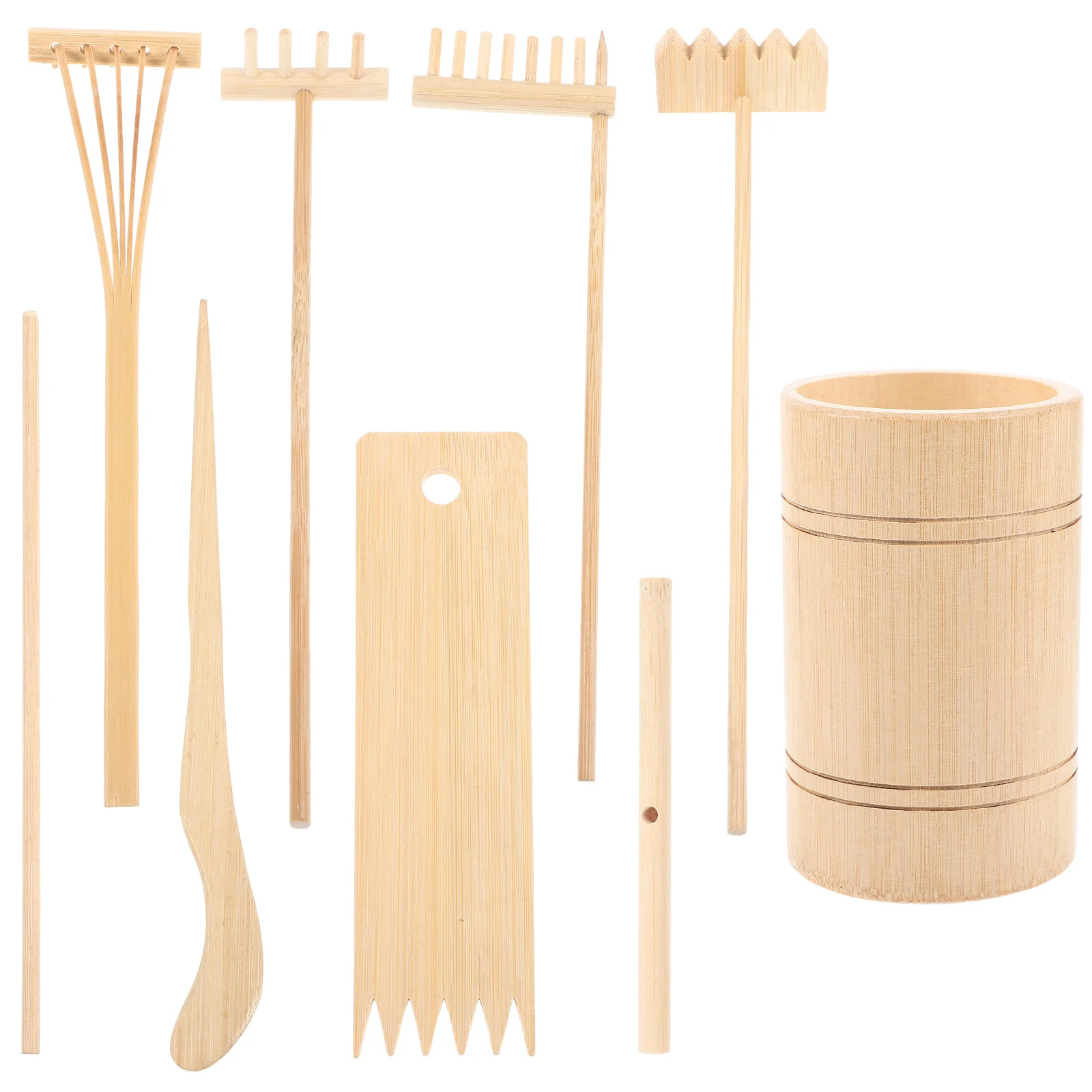 1Set Mini Zen Tuinhark Houten Traditionele Harken voor Mini Tafelblad Zandbak Creëer Patronen Zand Tuinieren Relax Stress Relief