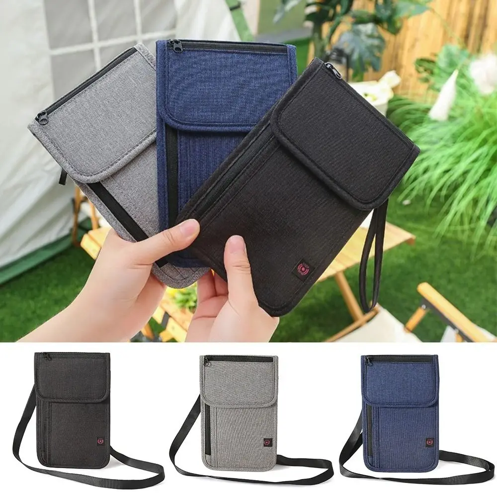 

Portable Nylon RFID Passport ID Bag Waterproof Multi-Functional ID Credit Card Holder Neck Wallet Men