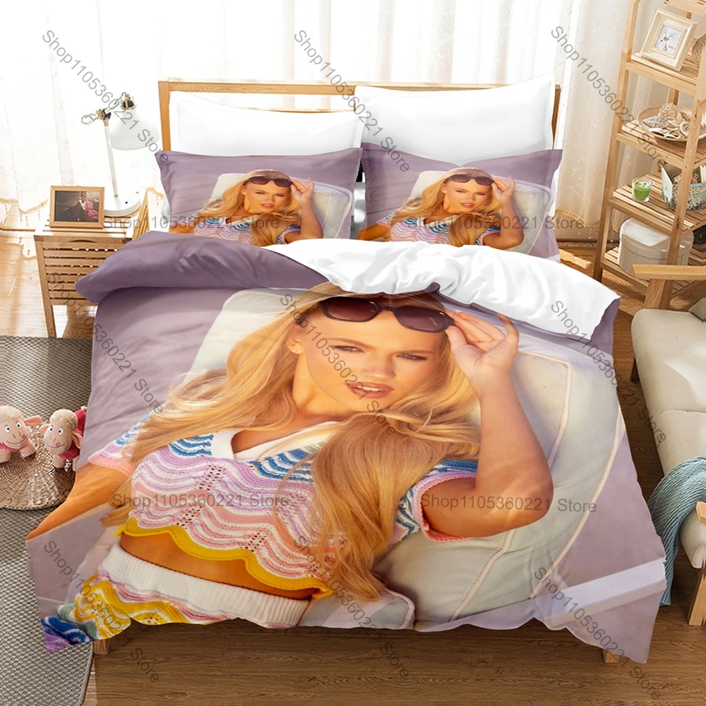 Freya Skye Duvet Cover + 2 Pillowcases, British Singer Actress Print Bedding Set Soft Fabric Bedroom Decor Gift for Freya's Fam