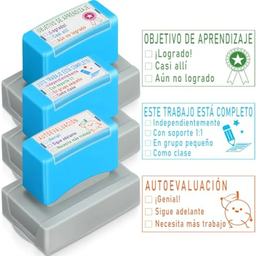 

3 шт. самокрасящиеся штампы для испанского учителя для классной комнаты, подарки для испанского учителя, флэш-конфет, набор разноцветных милых штампов