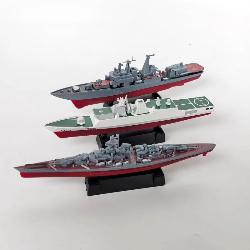 Modelo de barco de acorazado de ensamblaje 4D, 8 Uds., destructores, barco de la guardia costera, submarino, simulación, juguete militar, adorno de buque de guerra
