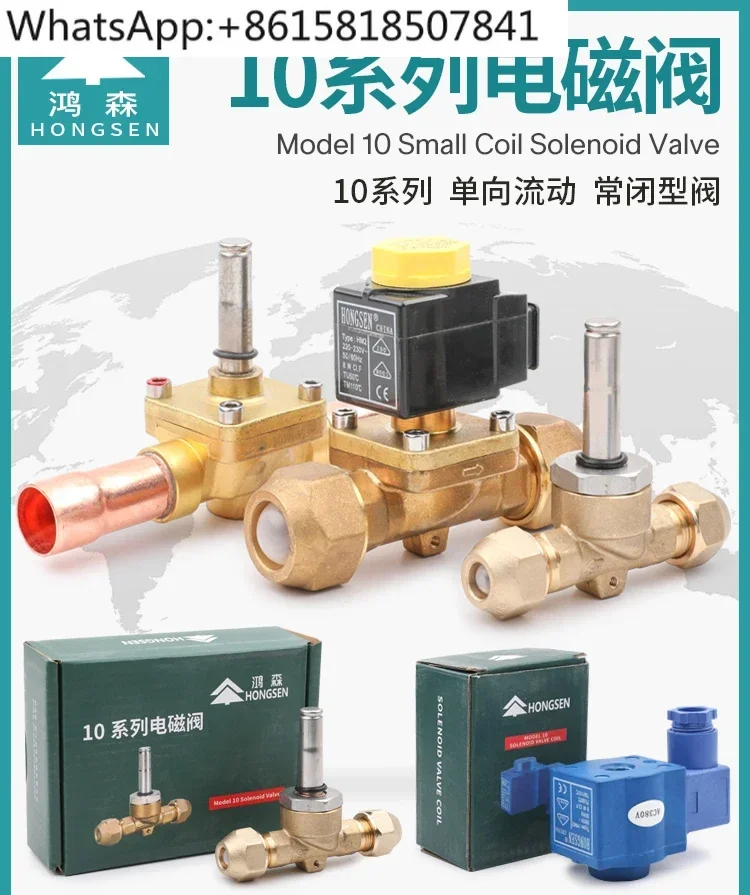 Hongsen Castor cold storage central air conditioning solenoid valve, solenoid two-way valve screw welding solenoid valve 220V