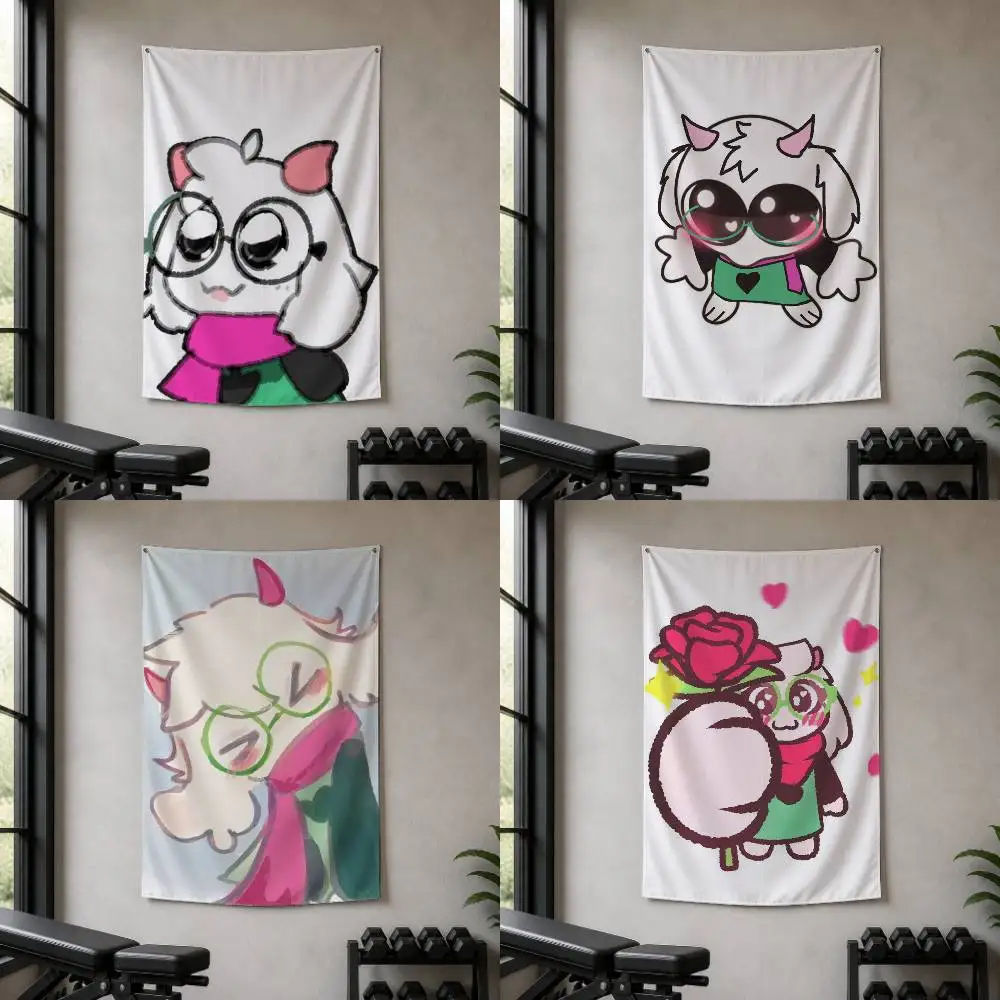 D-Deltarune Cute Ralsei  Decorative Art Flag Banner for Picnic Camping Party and Home Decor