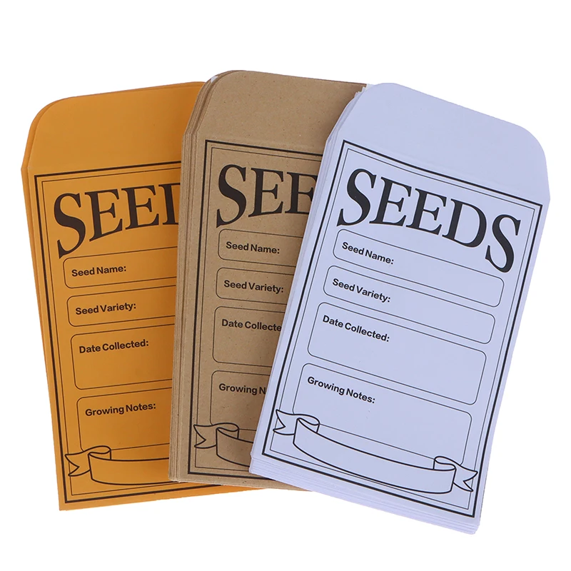 20Pcs Kraft Paper Seed Envelopes Resealable Self Adhesive Packet Seed Saving For Collection Vegetable Flower Seed Storage Bags