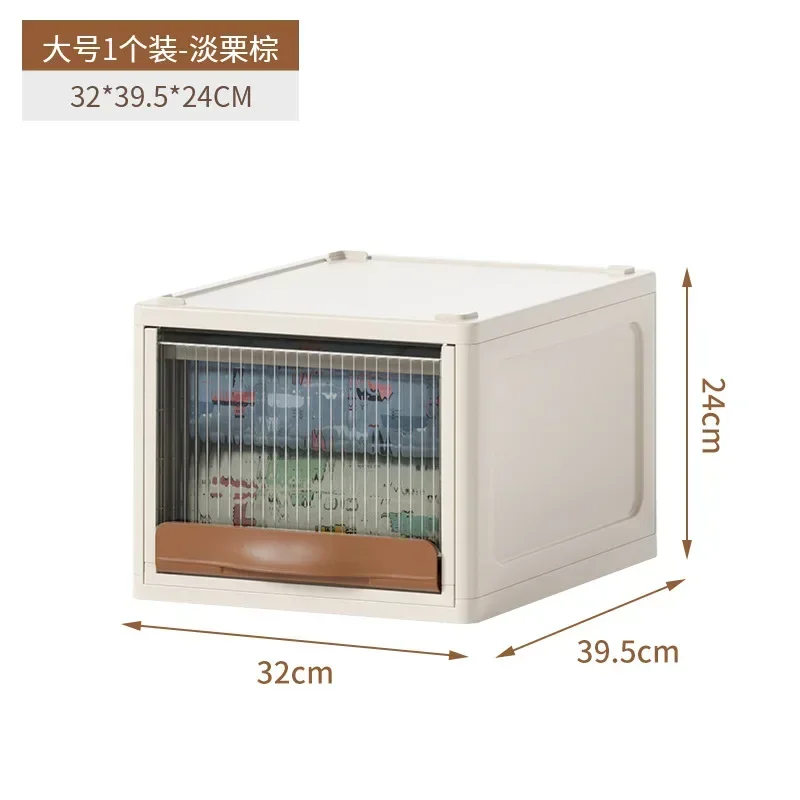 

1pc Large Off-white Storage Box with Orange Handle, Plastic with Handle Lock Foldable Home，Utility Cabinet for Storage