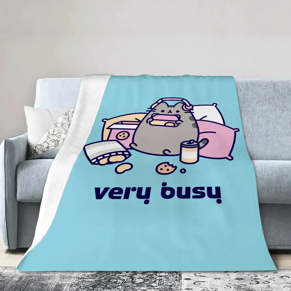 Pusheens Blankets & Throw Blanket Bed Thin Wadding Blanket for Sofas Sofa Blankets King Size Home and Decoration Fluffy Plaid