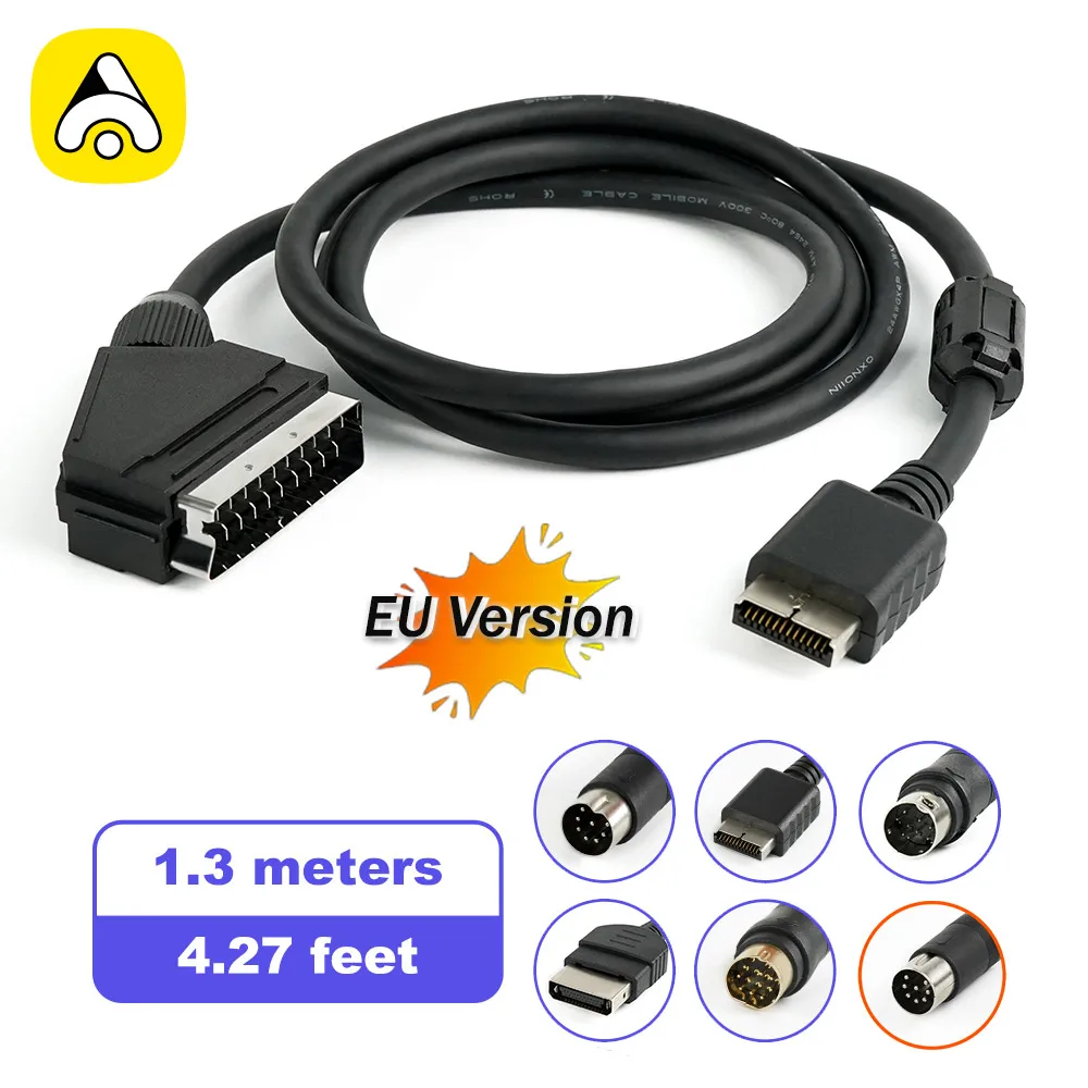 Câble péritel vidéo Composite de haute qualité de 1.3m sur SYNC RGB pour Console de jeu vidéo Saturn/MD/Xbox/PS1/PS2/PS3