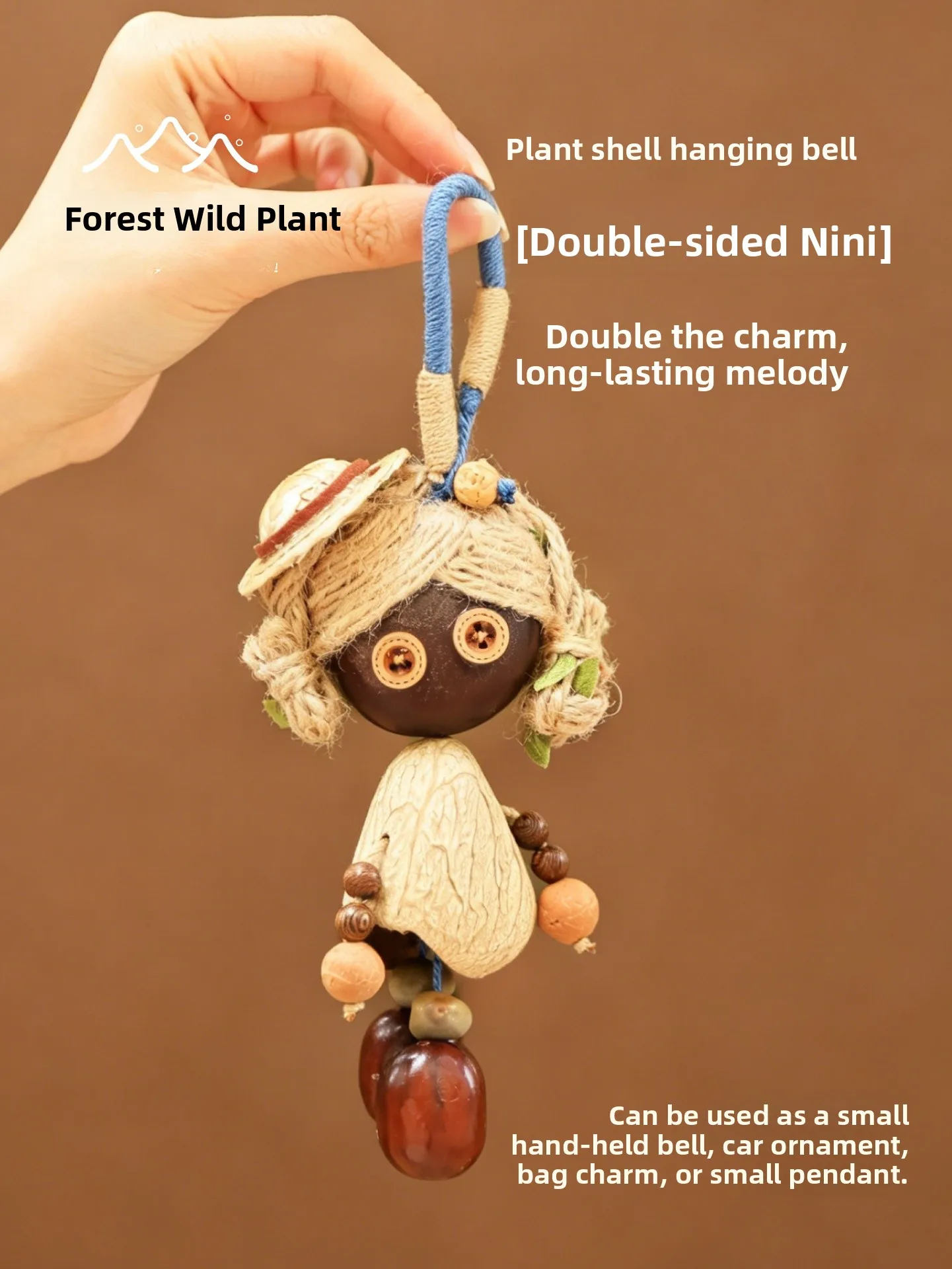 Mensuo Natural Plant  Carriage Bag Charm Cute Fruit  Doll Natural Plant Dual-Sided Carriage Automobile Decoration