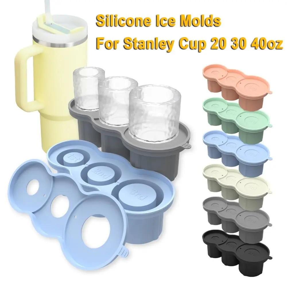 Cylinder-Shaped Tumbler Cup Ice Cube Tray with Lid Silicone Silicone Ice Molds Tumbler Cup Accessories for  Cup 20-40oz