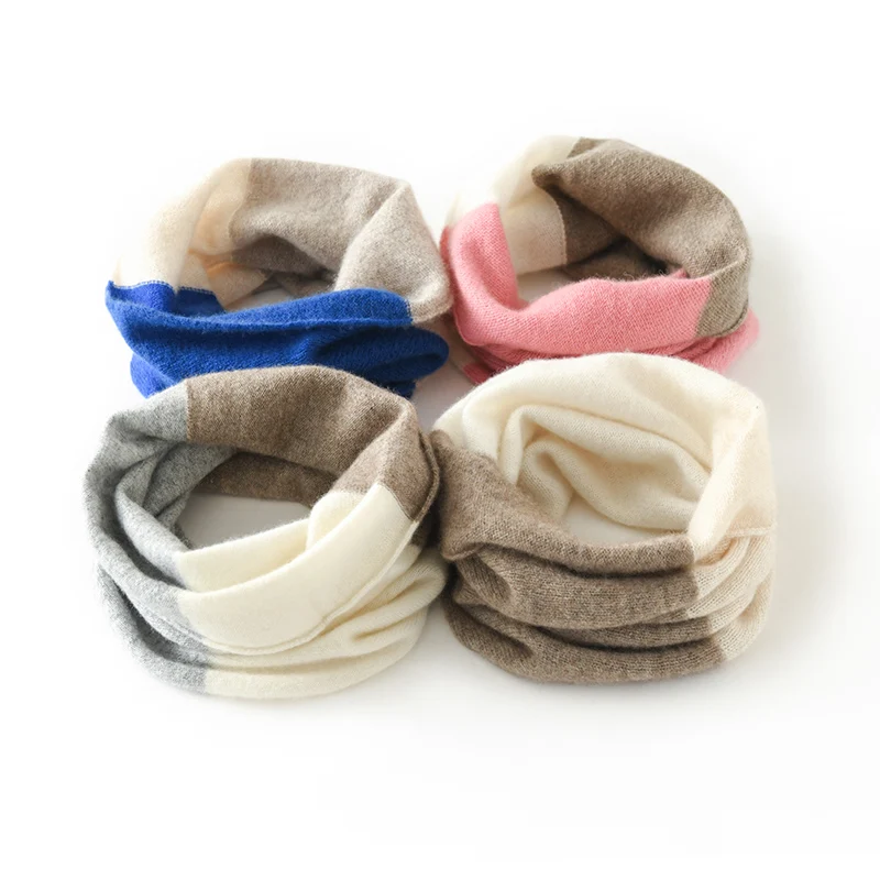 New 100% Cashmere Color Block Women's Warm Windproof Coldproof Knitted Scarf Neck Warmer Neck Protector Neck Sleeve