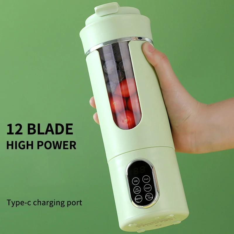 휴대용 500ml 전기 Juicer 무선 스무디 믹서기 1300mAh 과일 믹서 오렌지 압착기 과일 주스 컵