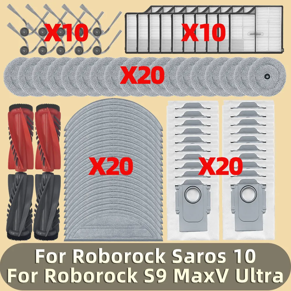 Fit For ( Roborock Saros 10 / S9 MaxV Ultra / G30) Main Roller Side Brush Filter Mop Pad Dust Bag Replacement Accessories