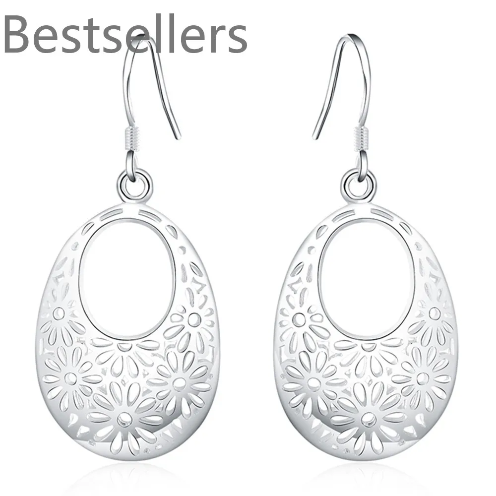 925 Sterling Silver fine Carved oval retro Earrings for Women Luxury Fashion Party Wedding  Jewelry Christmas Gifts