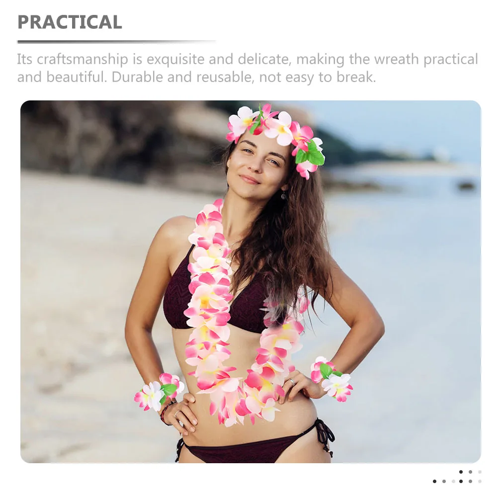 

1 set Garland Accessories Tropical Wreath Luau Leis Artificial Hawaiian Set Party Supplies Wedding Festival Beach Photography