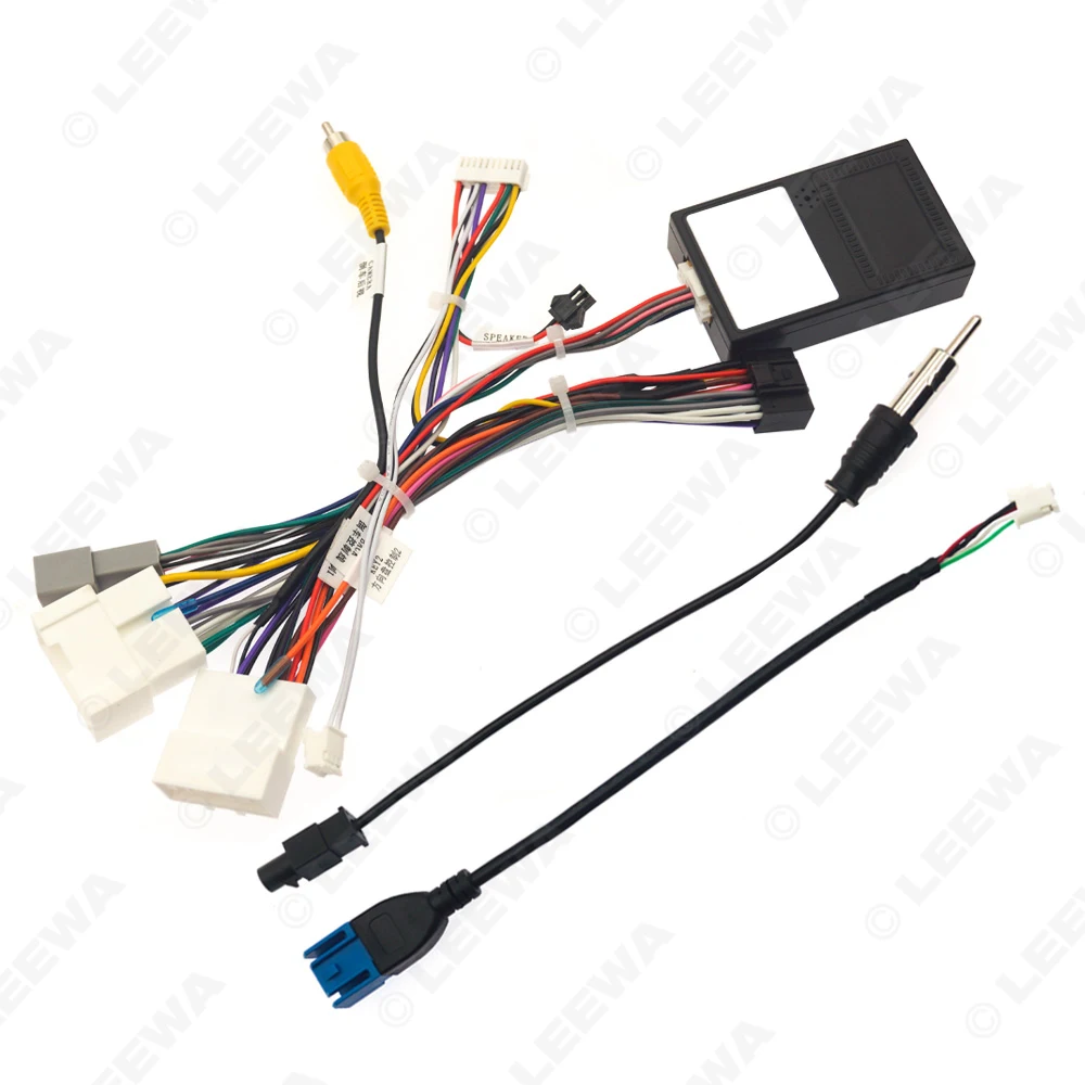 LEEWA-cable de alimentación de 16 pines para coche, adaptador de arnés de cableado con caja Canbus para KIA KX5/KX7 Hyundai Sonata 9 2016, unidad principal de instalación