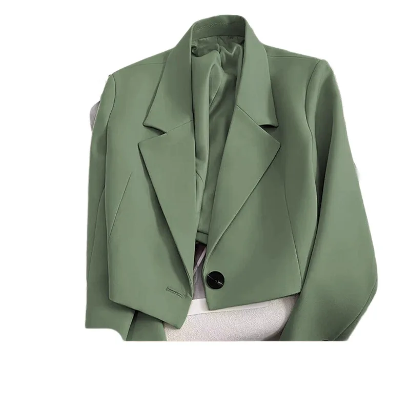 Blazer da donna corti alla moda Casual eleganti abiti femminili Giacca Top Primavera Autunno Solido manica lunga Office Lady Blazer Coat Top