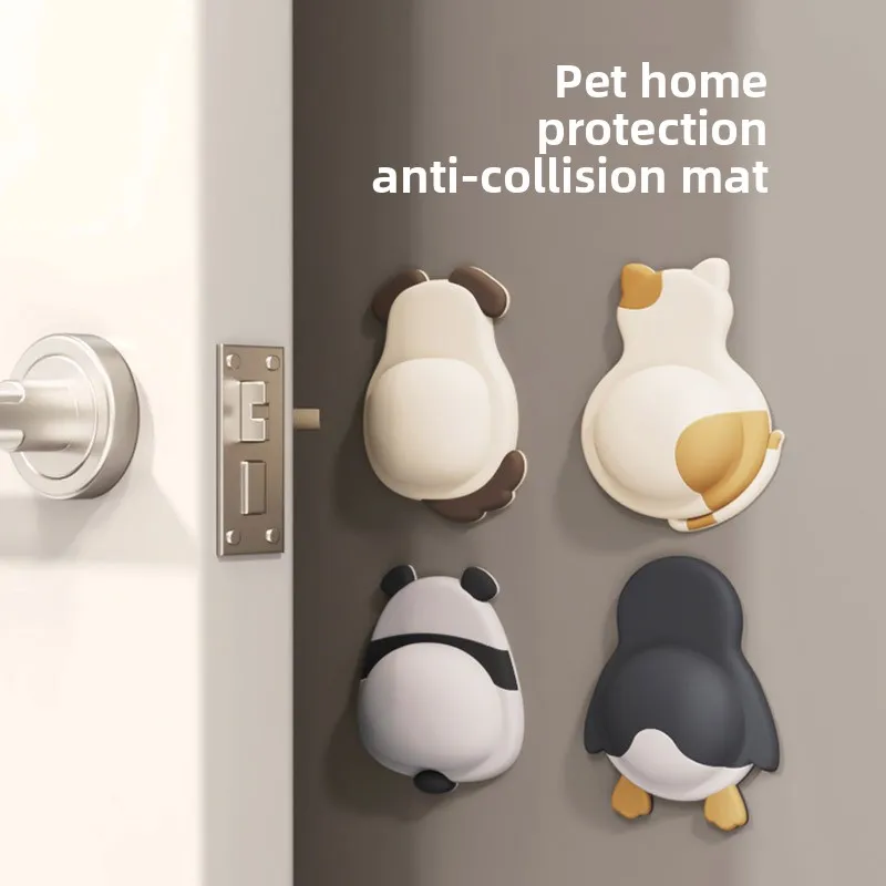 Cute pet anti-collision pad soft rubber door sticker anti-collision artifact door rear wall sticker penguin panda cushion